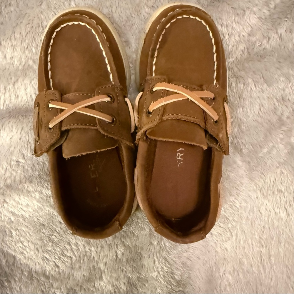 Sperry Kids Brown Top Sider Boat Shoes Leather EUC SZ 9W